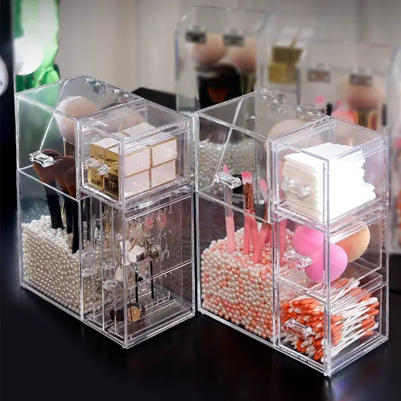 Transparent Acrylic Makeup Box Brow Brush Cosmetic Brush Storage Box Dustproof Multi-purpose Cosmetic Brush Organizer