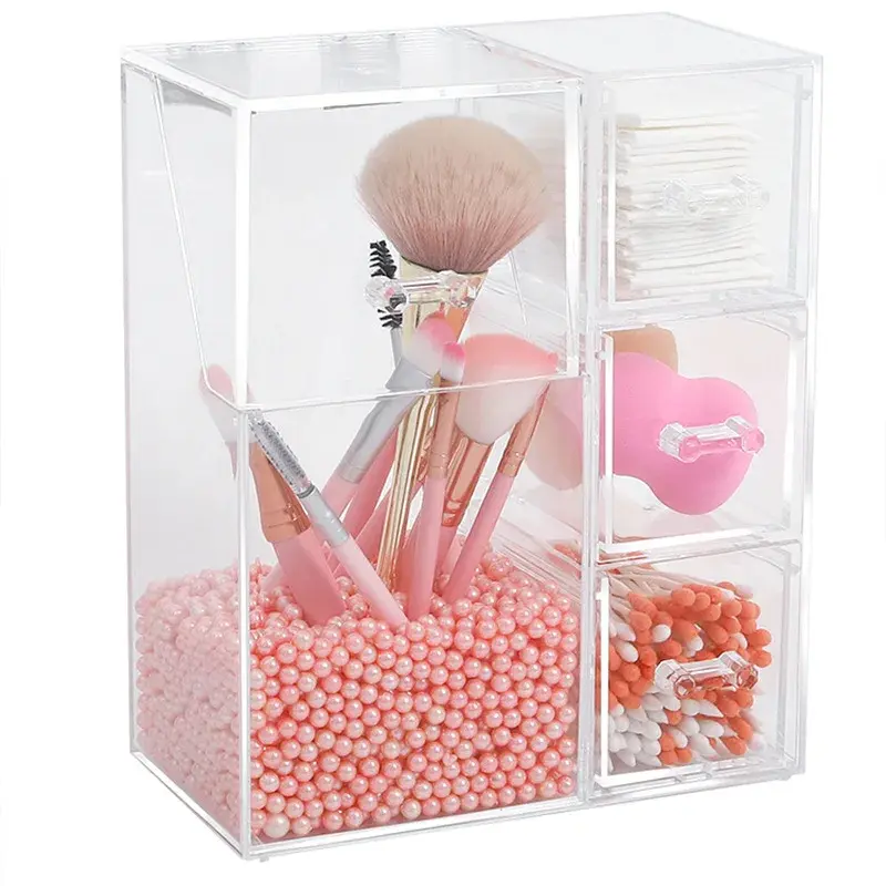 Transparent Acrylic Makeup Box Brow Brush Cosmetic Brush Storage Box Dustproof Multi-purpose Cosmetic Brush Organizer