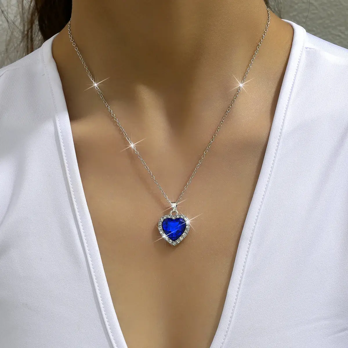 Fashionable Wholesale Heart Pendant Necklace Full Of Diamonds Cross-Border European And American Best Seller Jewelry Accessories