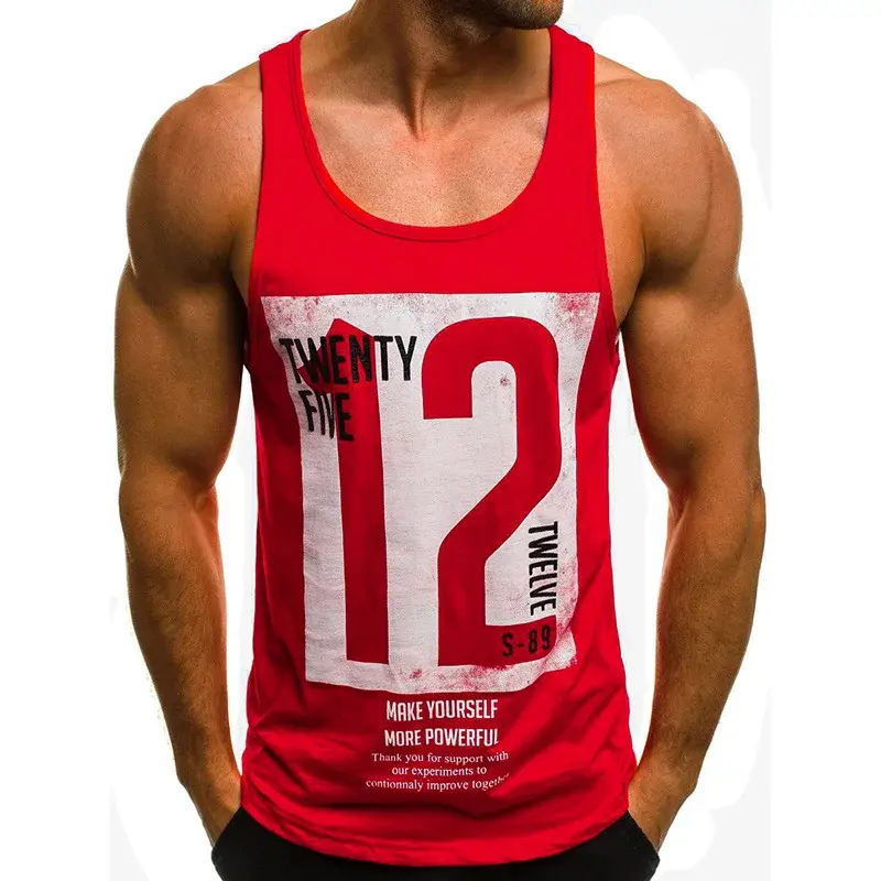 Casual round Neck Sleeveless Vest Men's Print Tank Top European Code New Style Hot Sale Of The Season Sweat Wicking Sports Fitne