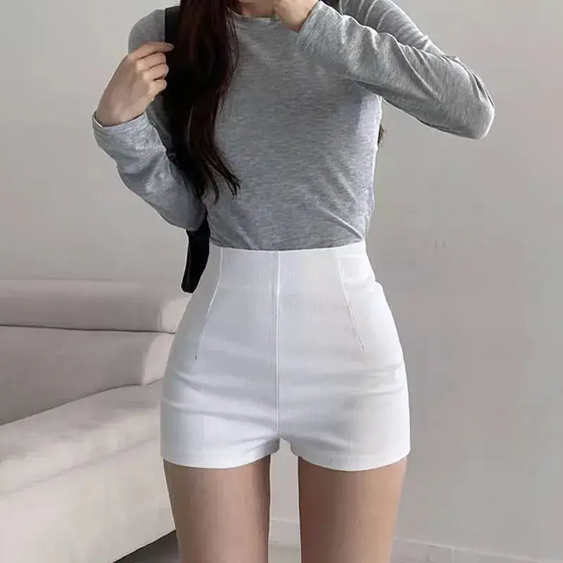 Women's High-waisted Black Hot Pants 2024 New Summer Fashion Shorts Elastic Slim Fit Leggings For Female Outerwear