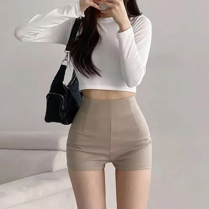 Women's High-waisted Black Hot Pants 2024 New Summer Fashion Shorts Elastic Slim Fit Leggings For Female Outerwear