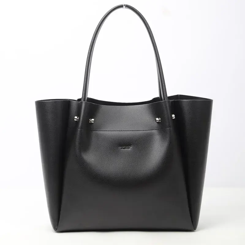 New Large Capacity Soft Leather Women's Shopping Bag Single Shoulder Handheld Commuter Tote Bag Originally One Piece Free Shippi