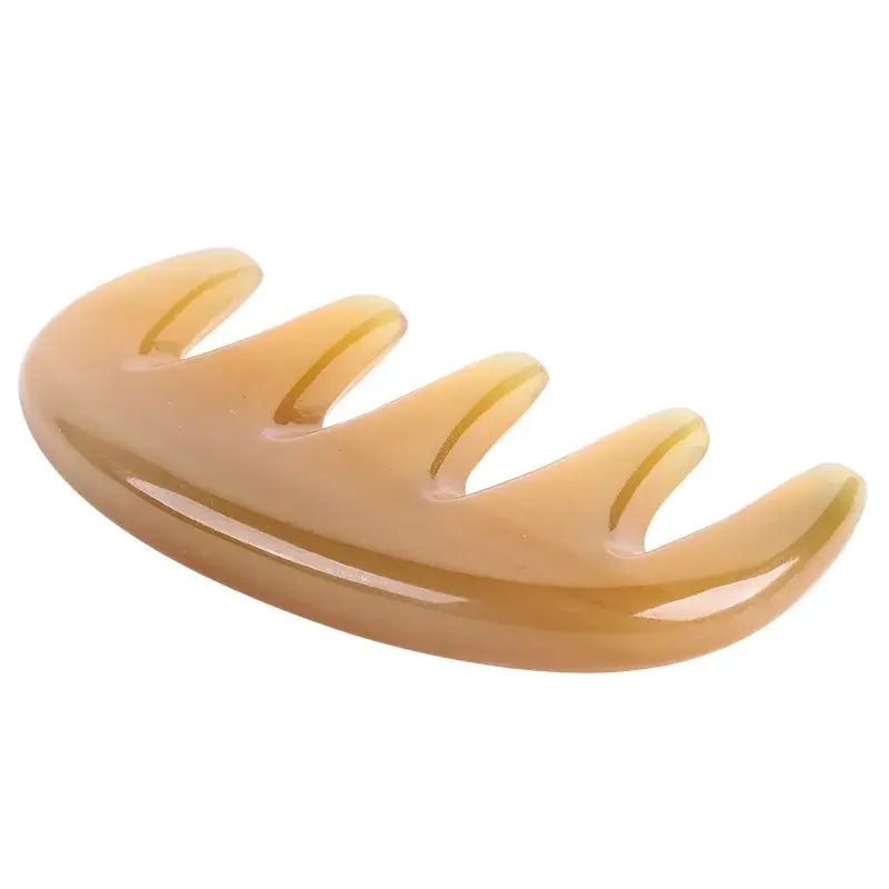 Natural Horn Comb Wool Five Tooth Comb For Home Use Men Women's Massage Comb Large Tooth Comb Head Meridian Comb Engraving