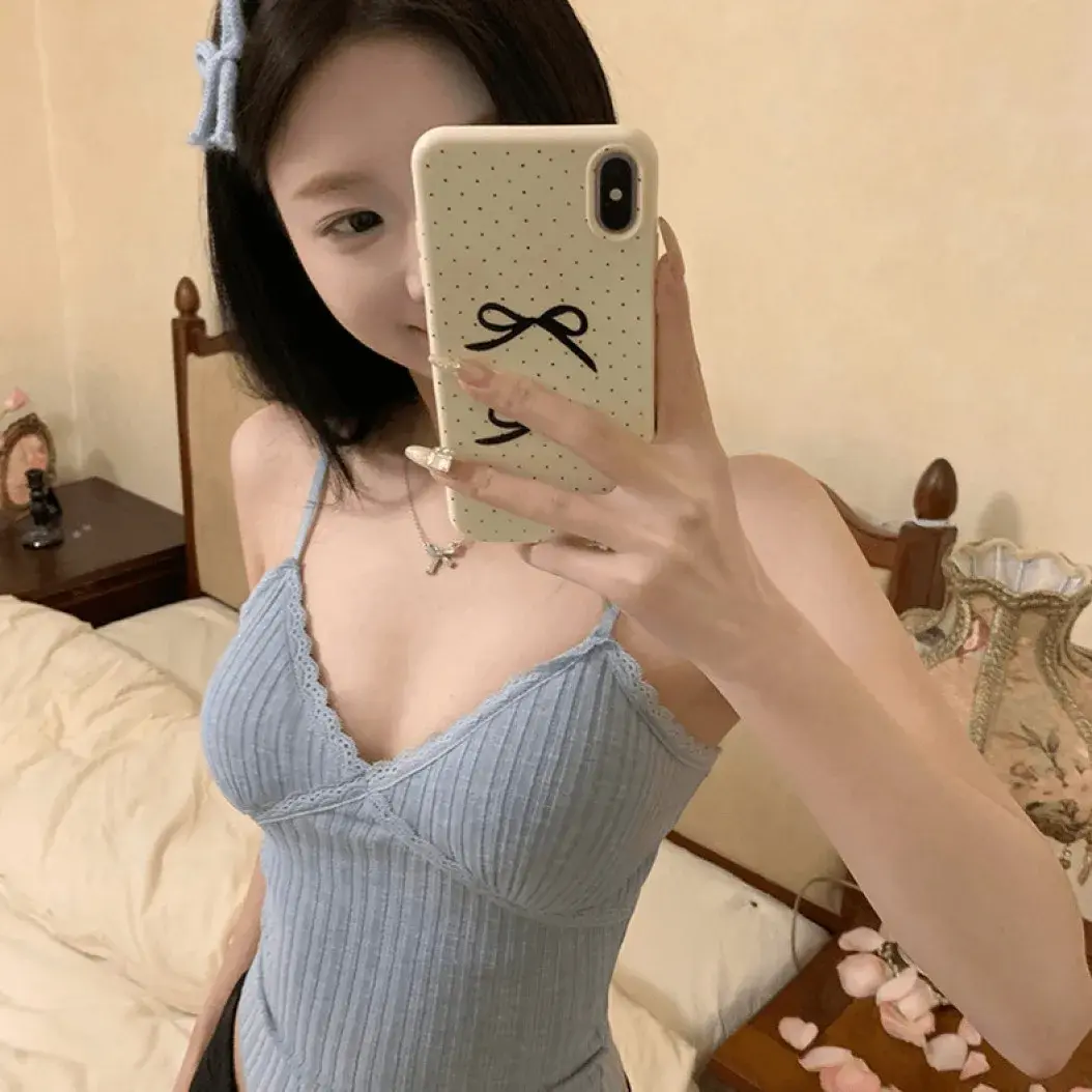 Lushen Korean Style Lacetank Slimming Women's Vest With Chest Pad French Style Back Beauty Outerwear Tank Top Strapless Bra