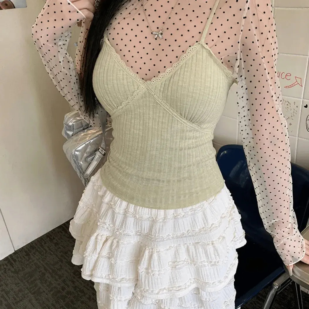 Lushen Korean Style Lacetank Slimming Women's Vest With Chest Pad French Style Back Beauty Outerwear Tank Top Strapless Bra