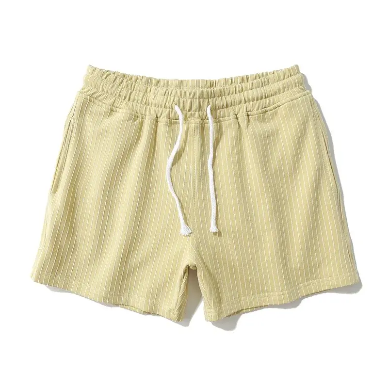Men's Vertical Stripe Pure Cotton Shorts Sweatpants Casual Fitness Running Pants Military Green
