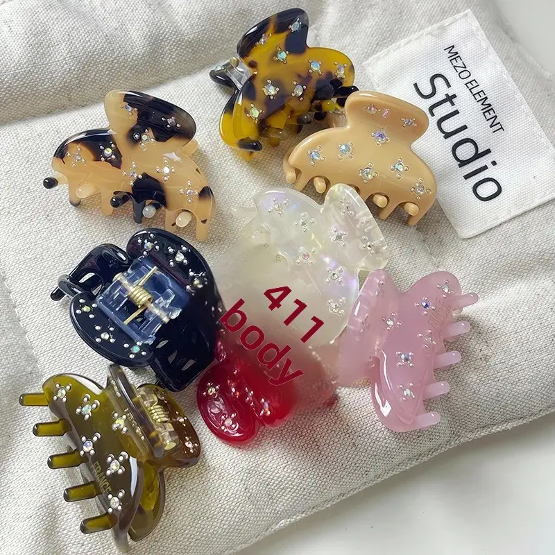 Small Half-Moon Hair Claw Clip Sparkling Water Diamond Acetate Hair Clip Princess Bangs Hair Accessory Professional Salon Grade