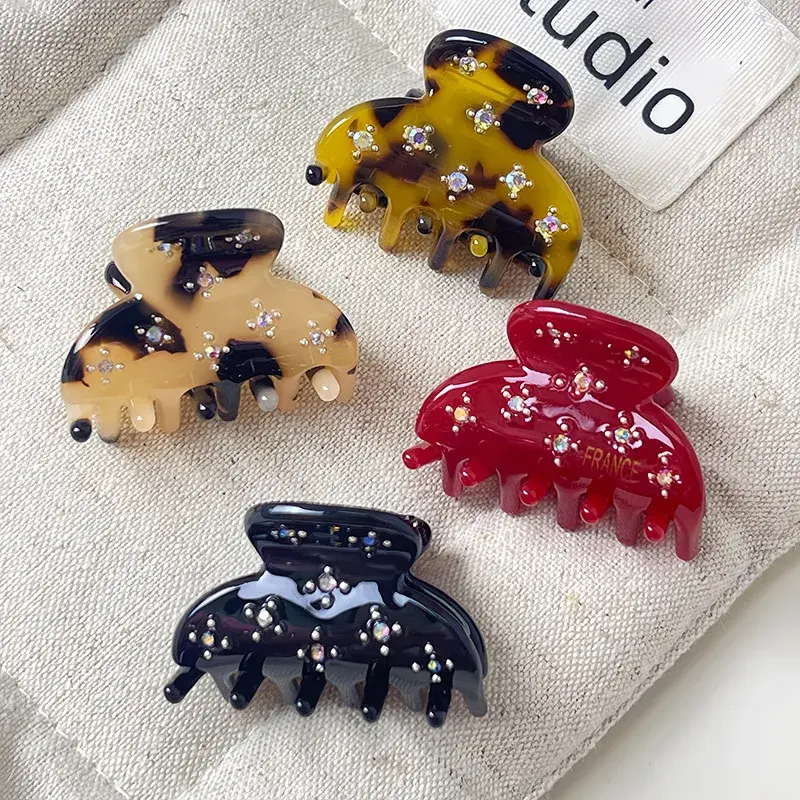 Small Half-Moon Hair Claw Clip Sparkling Water Diamond Acetate Hair Clip Princess Bangs Hair Accessory Professional Salon Grade