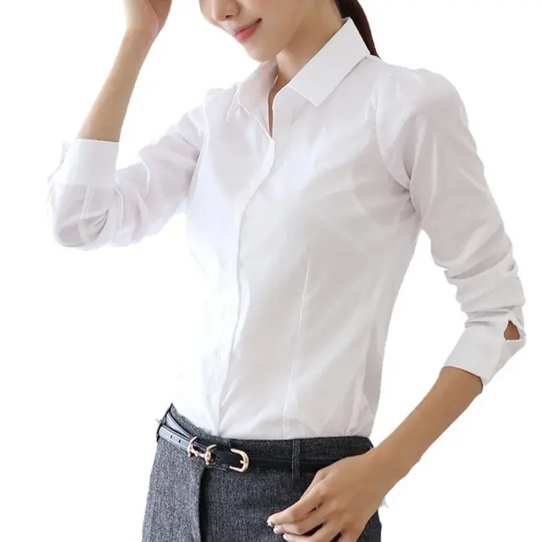 Spring Autumn 2024 Women's Slim Fit Chiffon Long Sleeve Shirt Professional Workwear Korean Style Button up Blouse