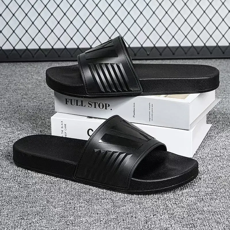 New Cross-Border Style Slippers For Men Anti-Slip Indoor Bathroom Use Couple Home Outer Wear PVC Soled And Faced Slippers For Wo