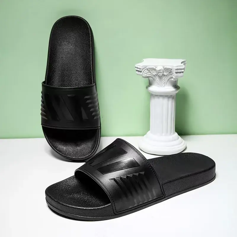 New Cross-Border Style Slippers For Men Anti-Slip Indoor Bathroom Use Couple Home Outer Wear PVC Soled And Faced Slippers For Wo
