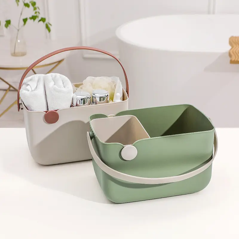 Nordic Light Luxury Style Bathroom Toilet Washing Storage Basket Cosmetic Lotion Shampoo Bathing Handheld Basket Wholesale