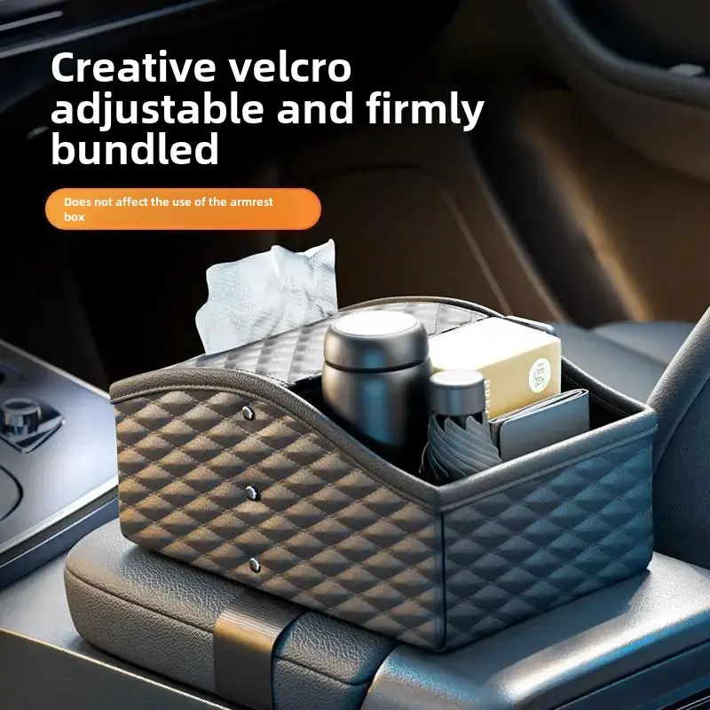 Luxury Multifunctional Car Storage Box Tissue Box Drink Holder Center Console Organizer Vehicle Interior Accessories