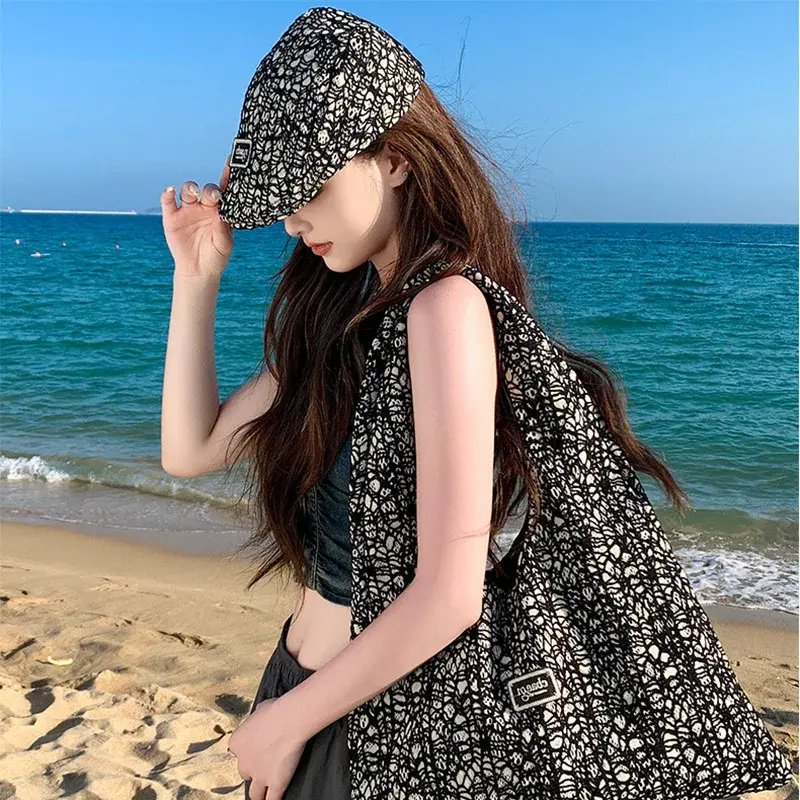 Japanese Style Dual-Sided Wear Fisherman Cap Korean Fashion Bucket Hat Large Capacity Single Shoulder Bag Set Hair Extension