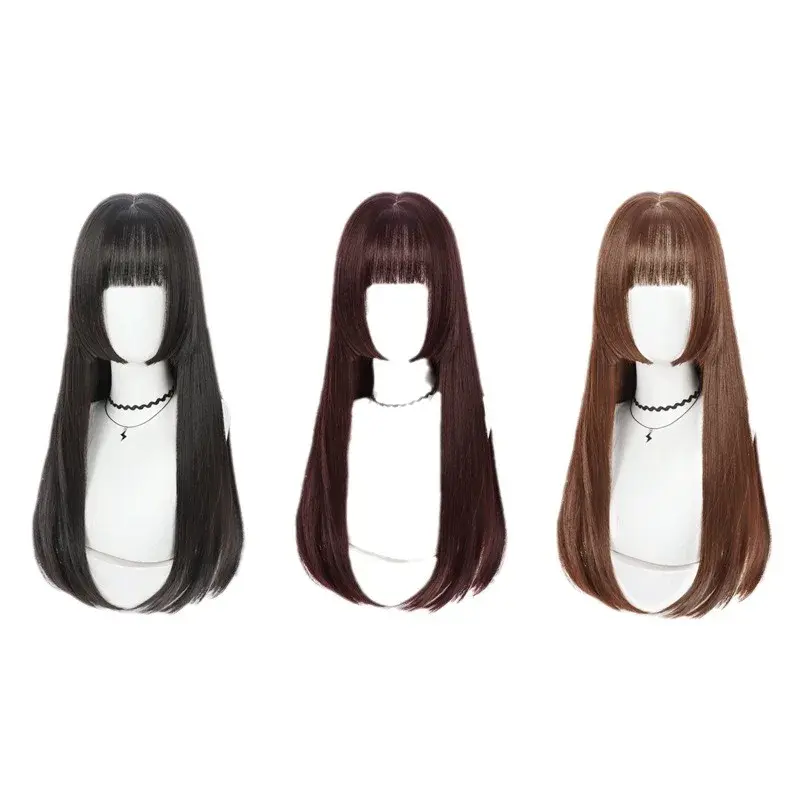 Women's Natural Black Long Hair Wig Lace Frontal Wig Full Head Cover Style Princess Cut Lola Fashionable Hair Accessory
