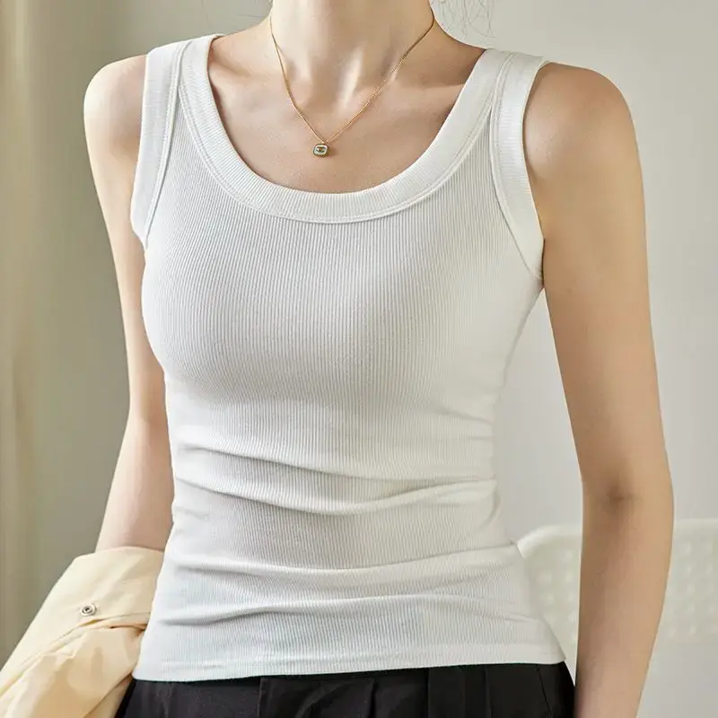 Comfortable Versatile Ribbed Sleeveless Sports Top Women's Base Layer Shirt Spring Summer Autumn New Style Tank Strap Vest