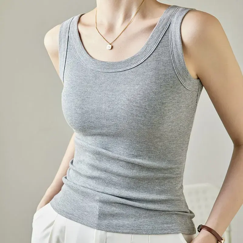 Comfortable Versatile Ribbed Sleeveless Sports Top Women's Base Layer Shirt Spring Summer Autumn New Style Tank Strap Vest