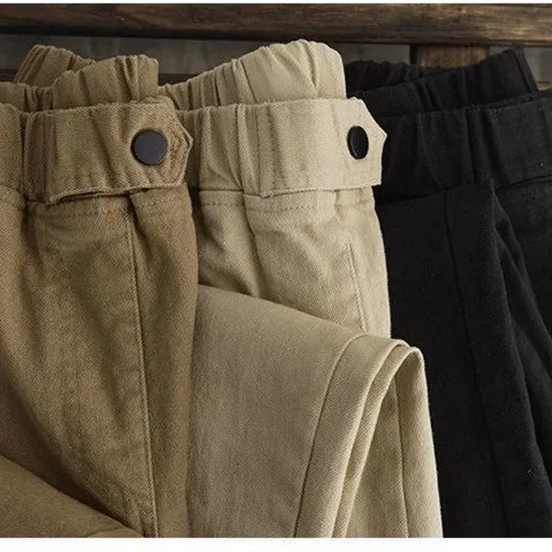 Retro Large Size Pure Cotton Harlan Nine-Piece Women's Casual Loose Slimming Pants Spring Autumn New Arrival