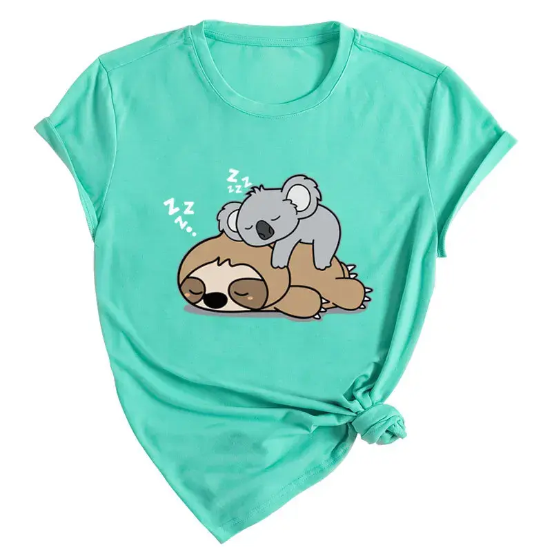 Women's Independent Station T-shirt Special Edition with Koala Sloth Floral Print Short Sleeve Crew Neck Polyester Fiber