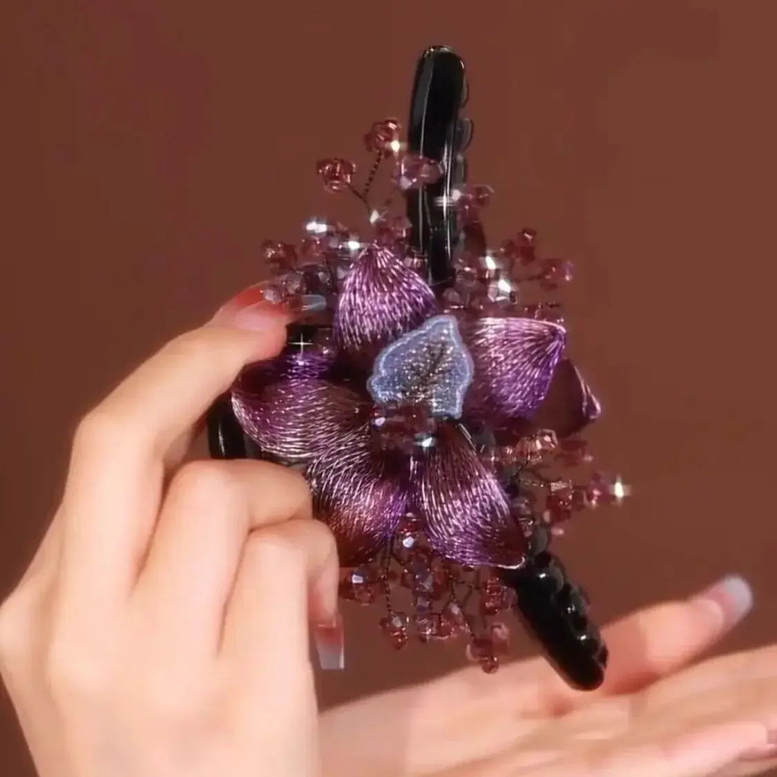 Handcrafted Korean High-End Floral Hairpin Plastic Resin Large Shark Clip Hair Weave Professional Salon Partition Fixed Hair Cli