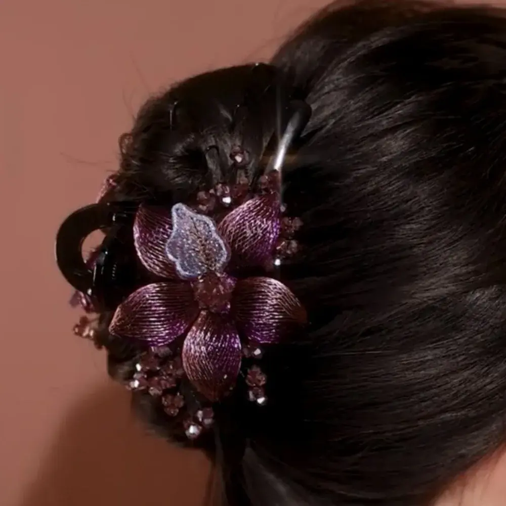 Handcrafted Korean High-End Floral Hairpin Plastic Resin Large Shark Clip Hair Weave Professional Salon Partition Fixed Hair Cli