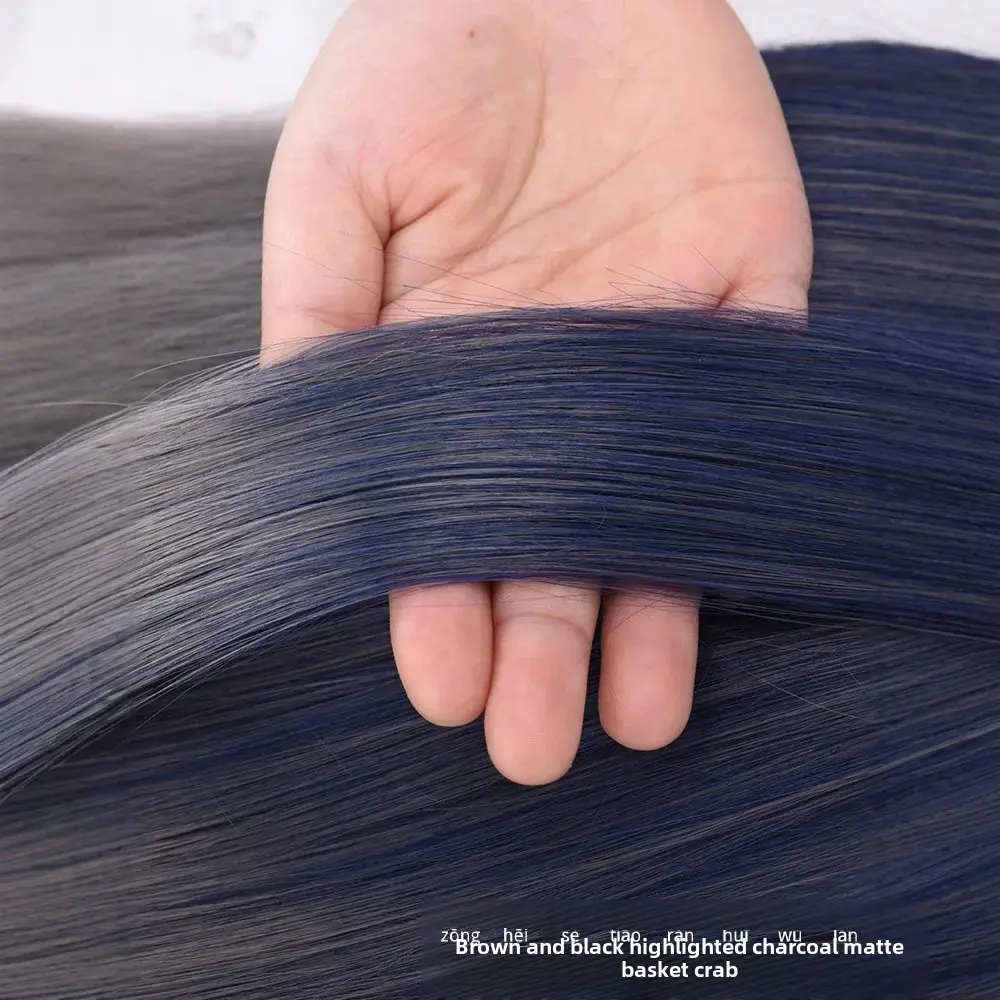 Long Straight Hair Extensions Women's Natural Seamless Wig Tail Clip High Ponytail Gradient Brown Black Grey Mist Blue