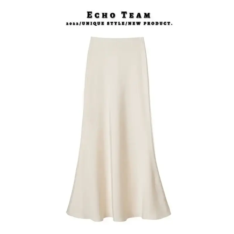 Fashionable Mid-Length High-Waist Silk Satin Fish-Tail Skirt Women's Summer New Design Sensation Elegant Half Body Skirt