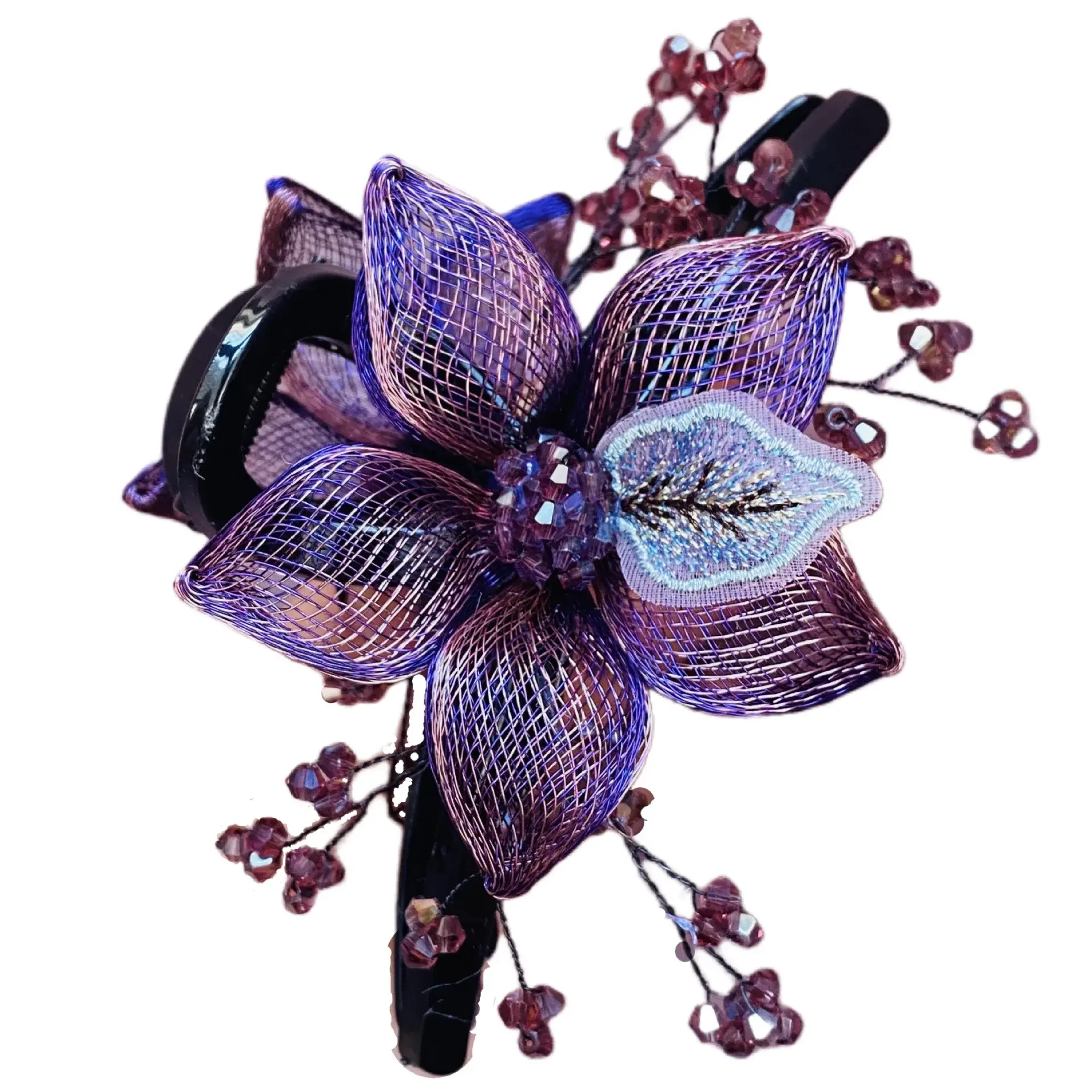 Handcrafted Korean High-End Floral Hairpin Plastic Resin Large Shark Clip Hair Weave Professional Salon Partition Fixed Hair Cli
