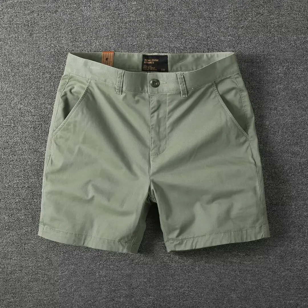 Summer Casual Shorts Pure Cotton Slim Fit Solid Color Stretchy 3/4 Length Trendy Brand Mid Waist Elastic Waist Shorts