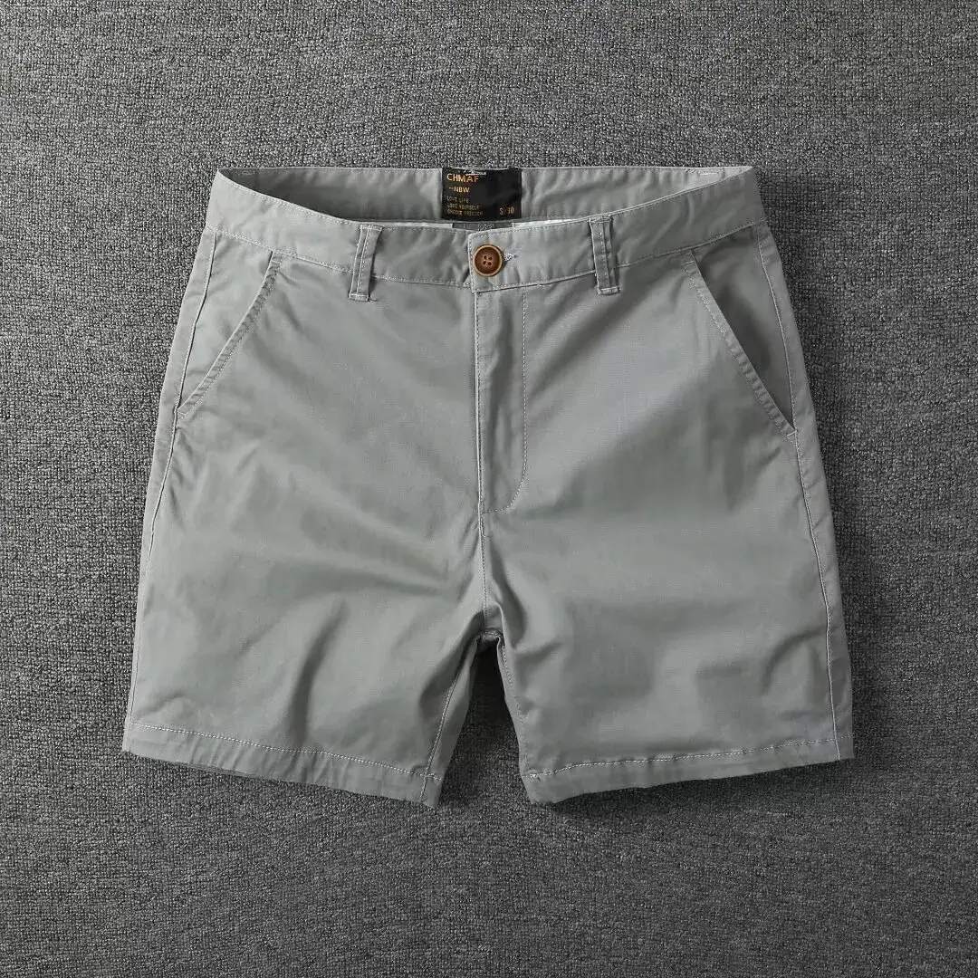 Summer Casual Shorts Pure Cotton Slim Fit Solid Color Stretchy 3/4 Length Trendy Brand Mid Waist Elastic Waist Shorts