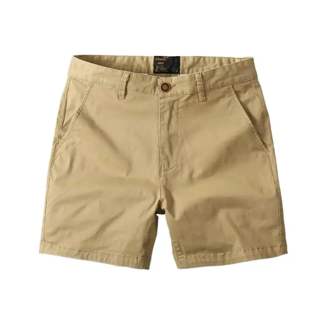 Summer Casual Shorts Pure Cotton Slim Fit Solid Color Stretchy 3/4 Length Trendy Brand Mid Waist Elastic Waist Shorts