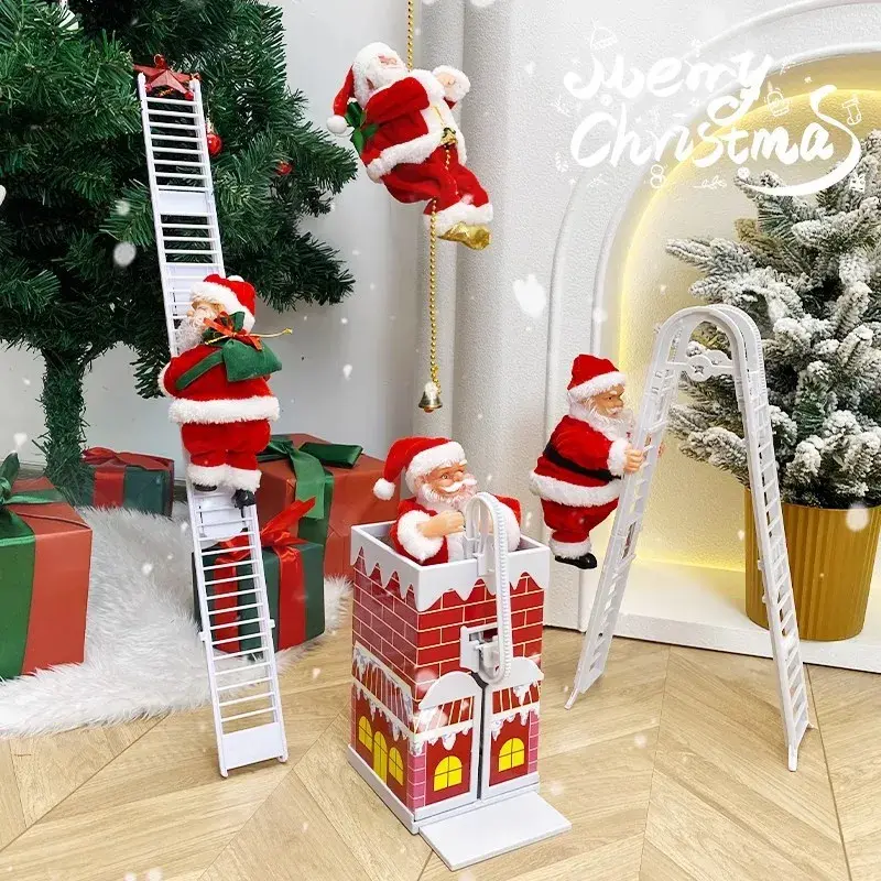 Electric Music Santa Claus Christmas Parachute Decoration Hanging Ornaments Plastic Material Home Decor Mini Model Gifts