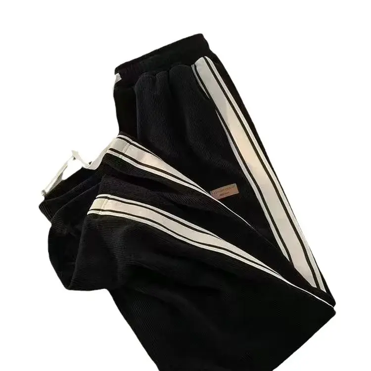 Autumn/Winter Fleece-Lined Loose-Fit Straight-Leg Casual Trousers For Men And Boys Trendy Sports Casualtrousers High Street Summ