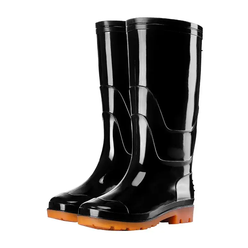 Men's Warm High-Top Rain Boots Durable Work Shoes Plastic Cotton Short Boots Low-Top Anti-Slip PVC Sole Rain Shoes