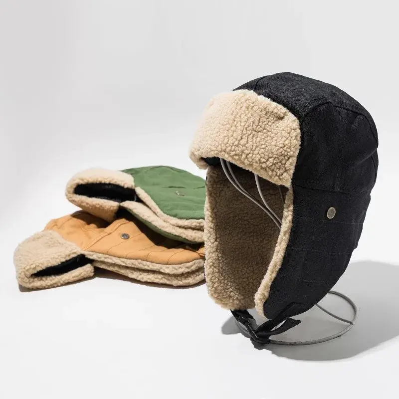 Warm Ear Protection Hat for Men And Women Electric Vehicle Riding Pilot Style Cap Thermal Cotton Northeast Us Design