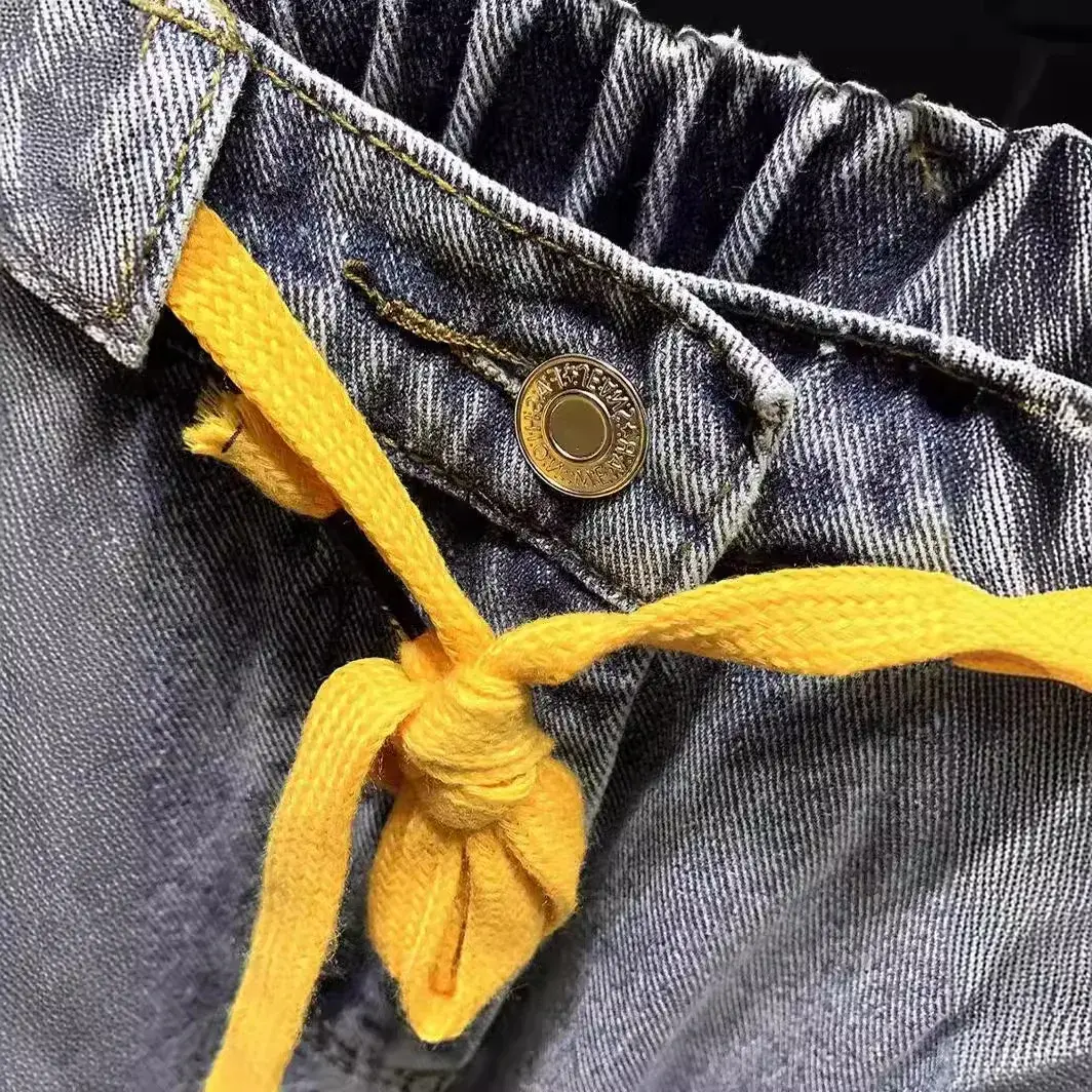 Trendy Elastic Waist Loose-Fit Jeans For Men Spring Season New Style Harem Pants Fashionable Versatile Denim Waistband