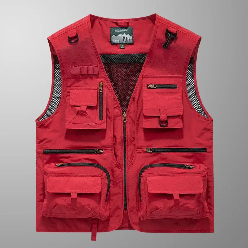 Men's Vest Summer Casual Photography Fishing Multi-Pocket Vest Outdoor Leisure Mountain Climbing Sleeveless V-Neck Custom Logo