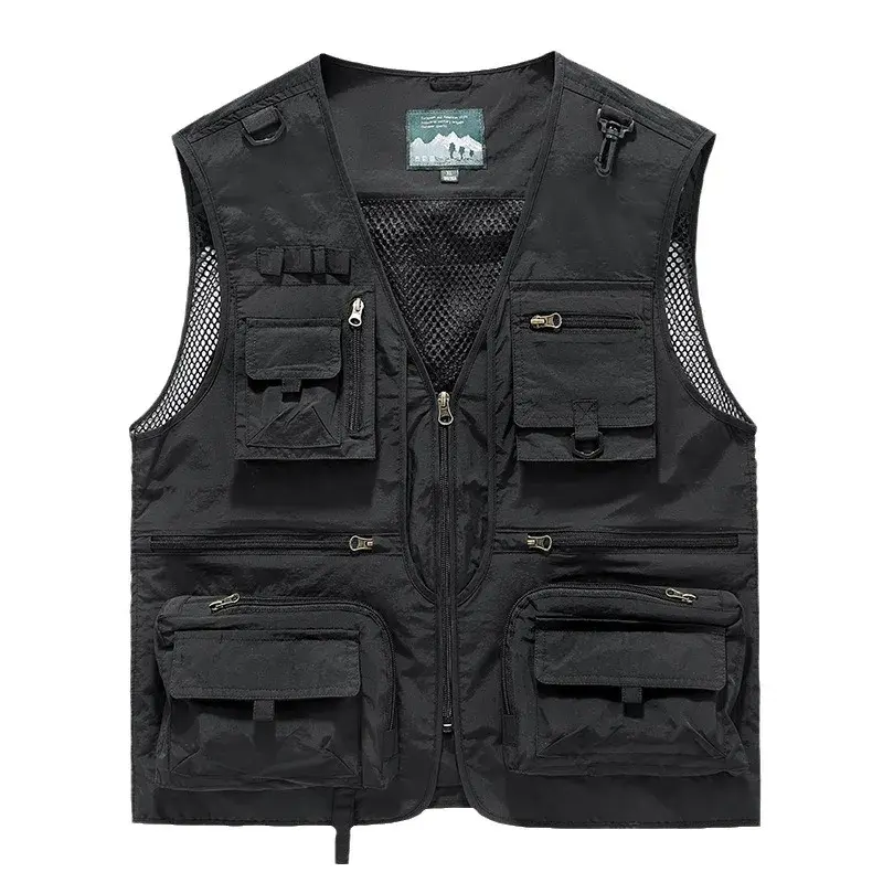 Men's Vest Summer Casual Photography Fishing Multi-Pocket Vest Outdoor Leisure Mountain Climbing Sleeveless V-Neck Custom Logo