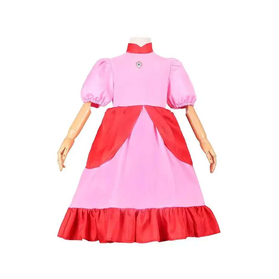 New Mario Cosplay Princess Cos Gown Dress Waist-fitted Puffy Sleeves Princess Women's Children's Dress