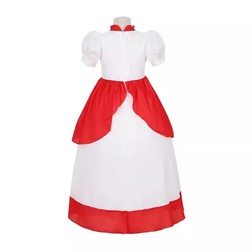 New Mario Cosplay Princess Cos Gown Dress Waist-fitted Puffy Sleeves Princess Women's Children's Dress