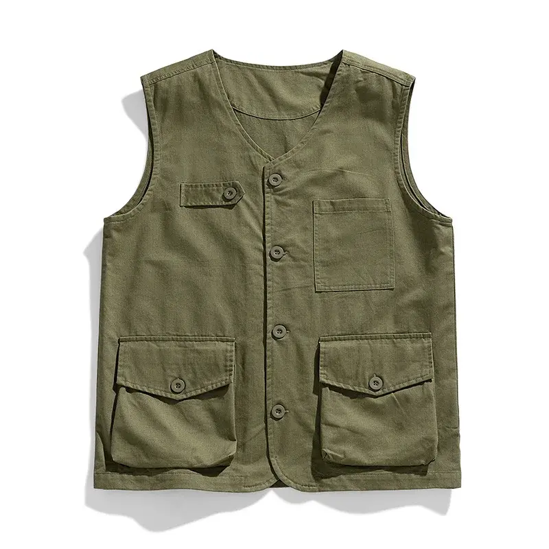 Summer Workwear SimpleVest Men's Japanese Trendy Brand Thin Loose-Fit Multipocket New Jacket No Sleeves Shoulder Vest