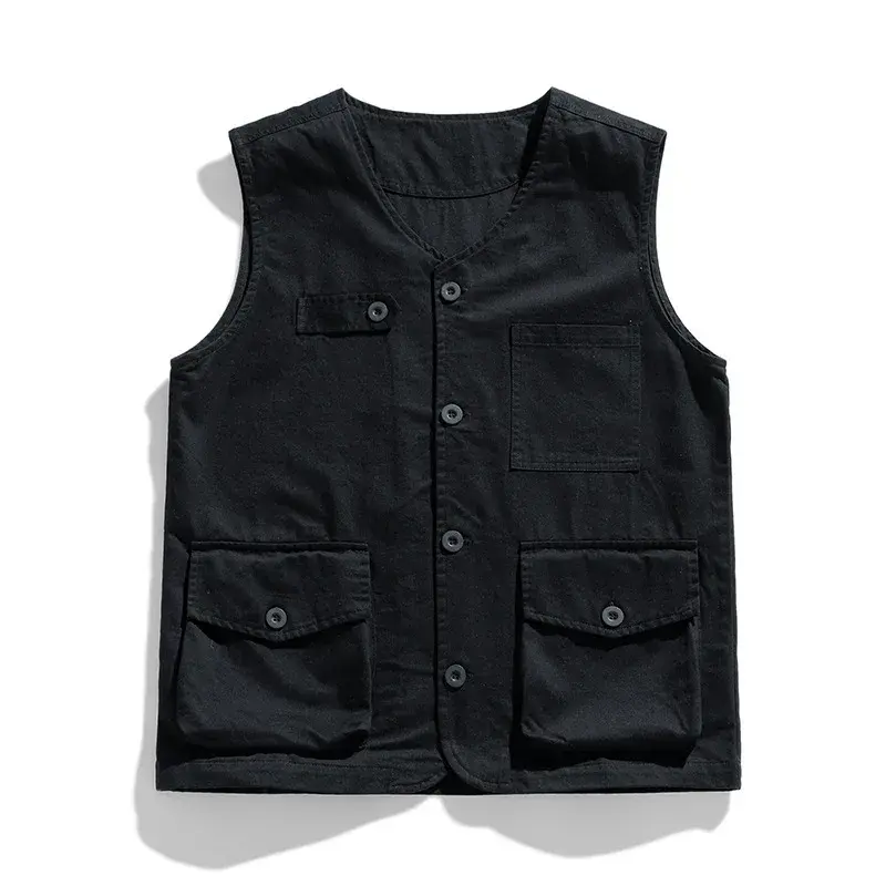 Summer Workwear SimpleVest Men's Japanese Trendy Brand Thin Loose-Fit Multipocket New Jacket No Sleeves Shoulder Vest
