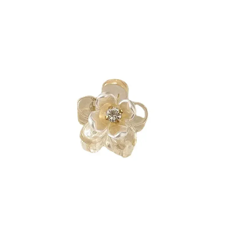 Cute Rhinestone Flower Small Hair Clip Sweet Forehead Bangs Side Parting Hair Accessories Professional Salon Fixed Hair Clips