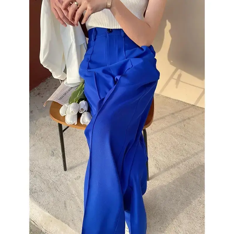 High-Waisted Draped Design Sensibility Niche Women's Suit Pants Loose-Fit Straight-Leg Whitebell Bottoms Autumn Winter