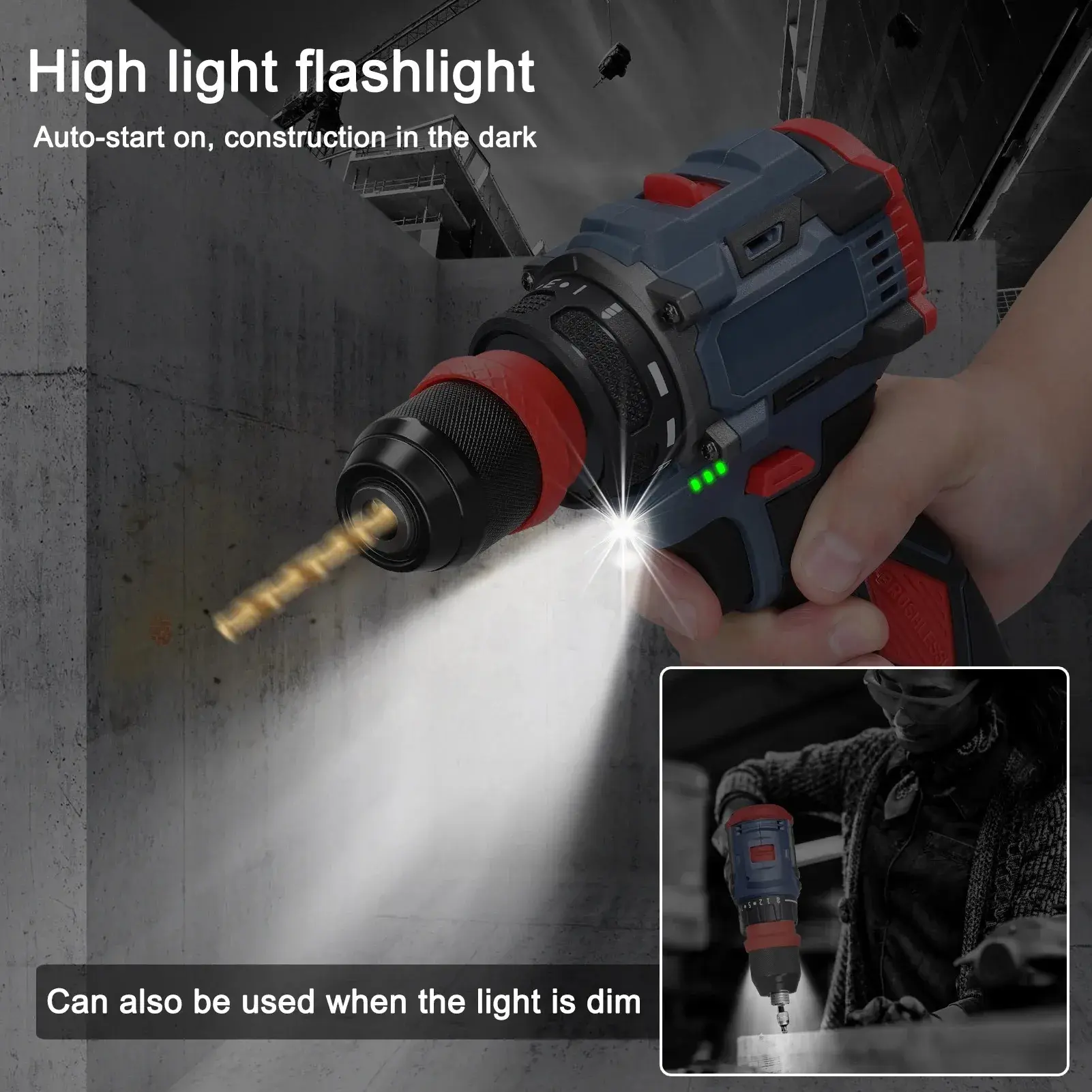 High-Power Fast-Charging Brushless Motor Clutch 21V Ratchet Head Drill Bit Electric Screwdriver Home Use Plastic Box