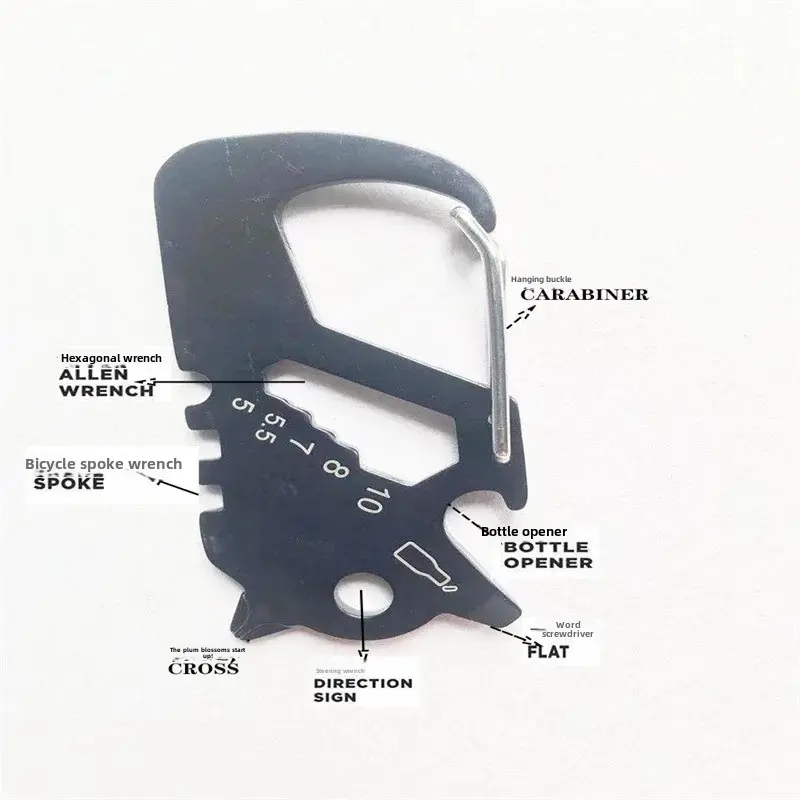 Multi-Functional Outdoor Utensils 304 Stainless Steel Quick Hanging Buckle Hook Scraper Bottle Opener Seven-Core Umbrella Rope K