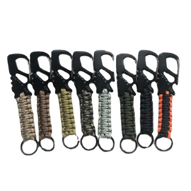 Multi-Functional Outdoor Utensils 304 Stainless Steel Quick Hanging Buckle Hook Scraper Bottle Opener Seven-Core Umbrella Rope K