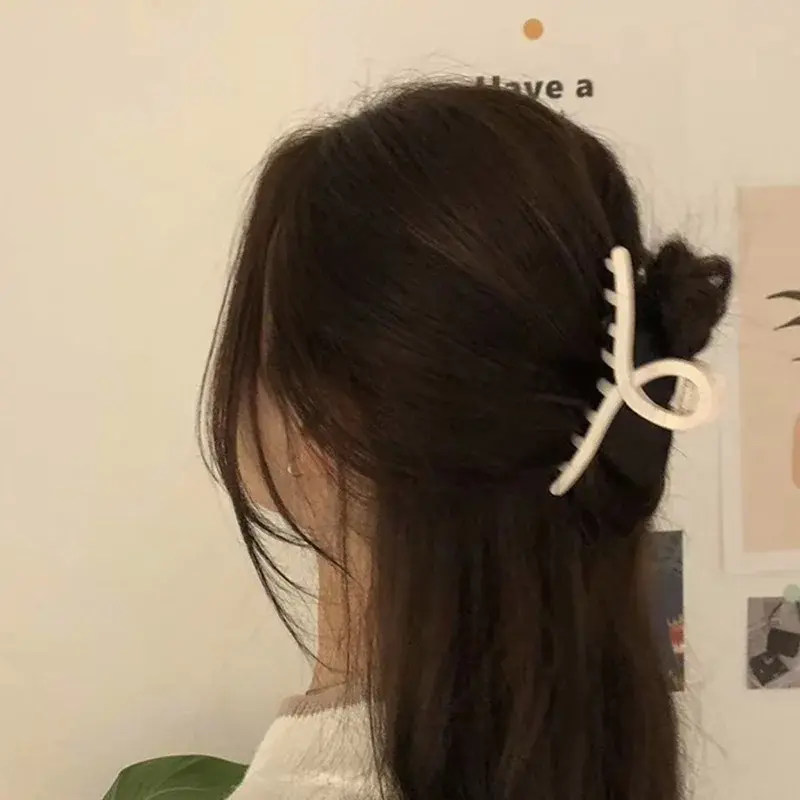 Korean New Style Large Size Acrylic Hair Clip Crossed Shark Clamp Water Ink Back of Head Grab Clip Simple And Popular