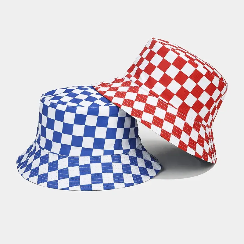 Hot Sale Of The Season New Plaid Double-Sided Wear Fisherman Hat Women's Summer Outdoor Sun Protection Hat Men's Fashionable Buc